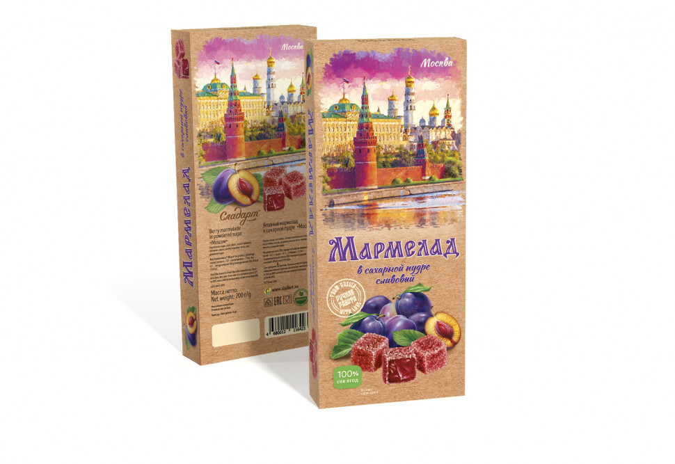  Сладарт Мармелад Сливовый МОСКВА в сахарной пудре (642), 200г   в Михайловске