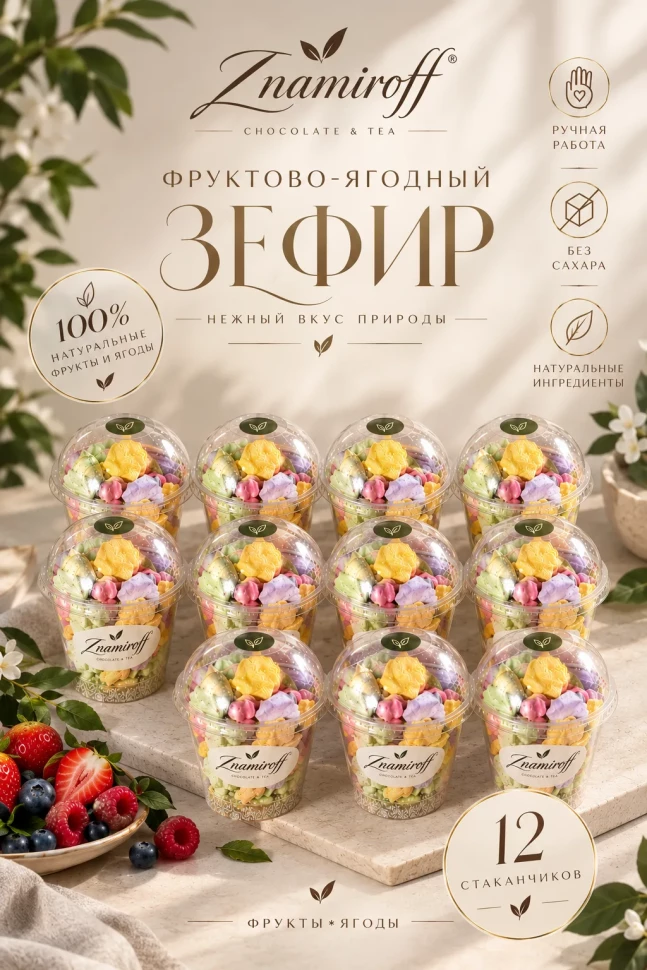  Зефир в стаканчиках без сахара(коробка 12шт по 100гр) в Михайловске