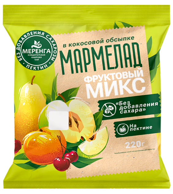  Меренга Мармелад без сахара в кокосовой обсыпке Фруктовый микс, 220г   в Михайловске